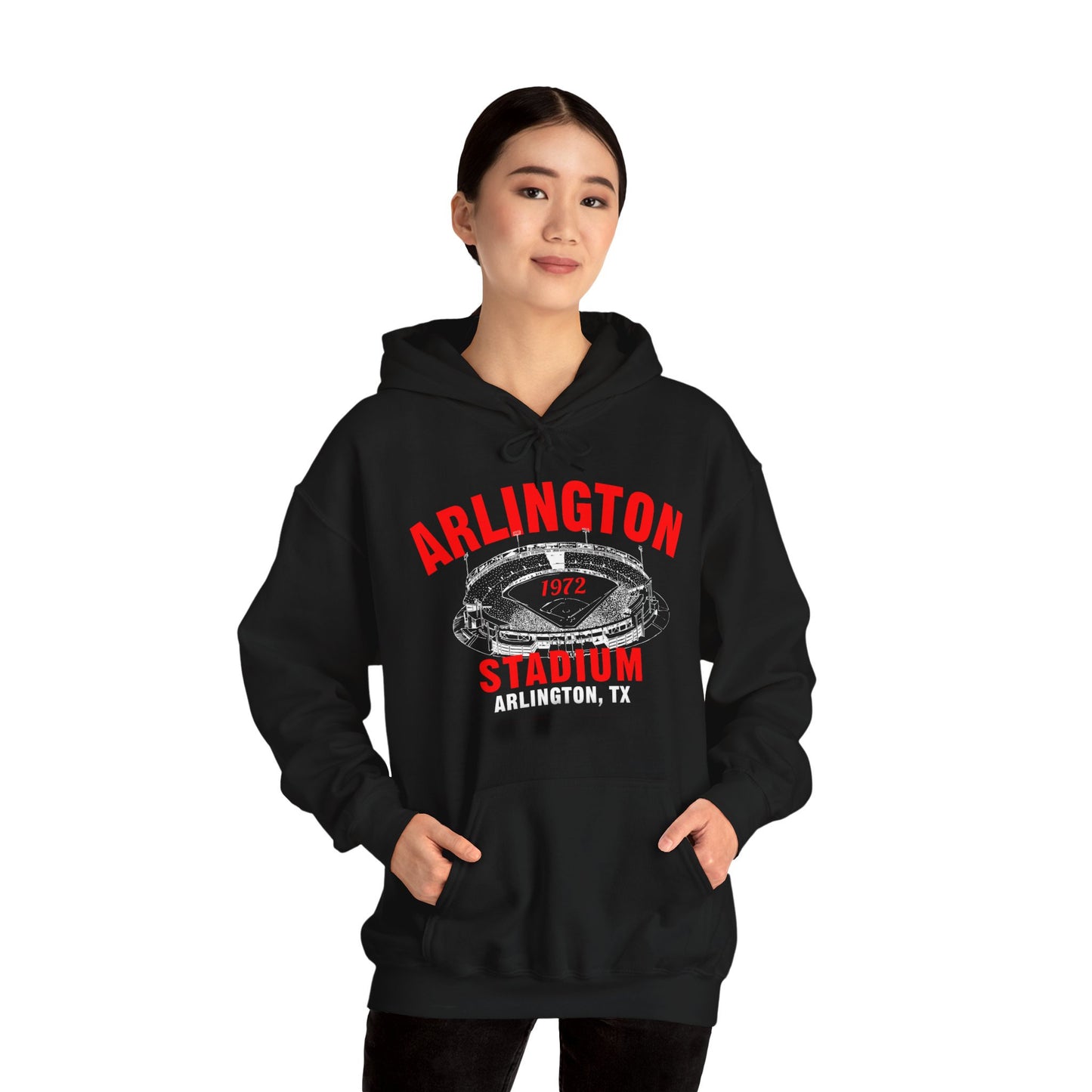 Arlington Stadium 1972 Baseball Unisex Hooded Sweatshirt - Past Home of Your Texas Rangers