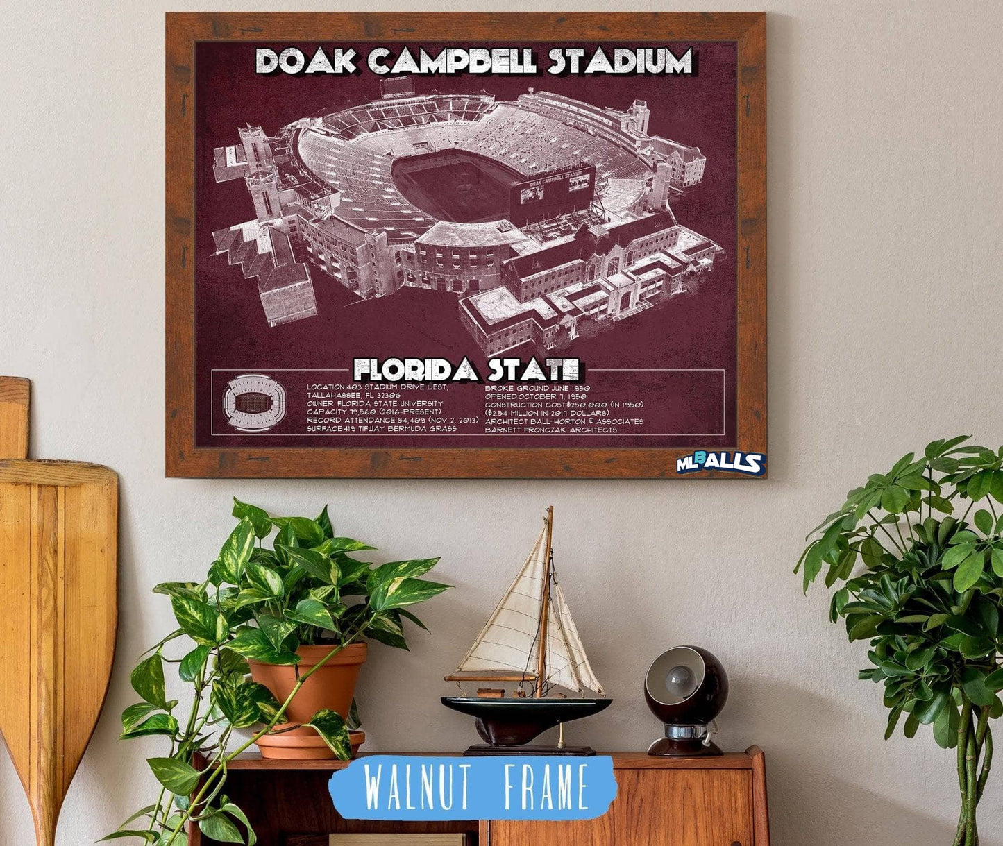 Florida State Seminoles - Doak Campbell Stadium Vintage FSU College Football Art Print