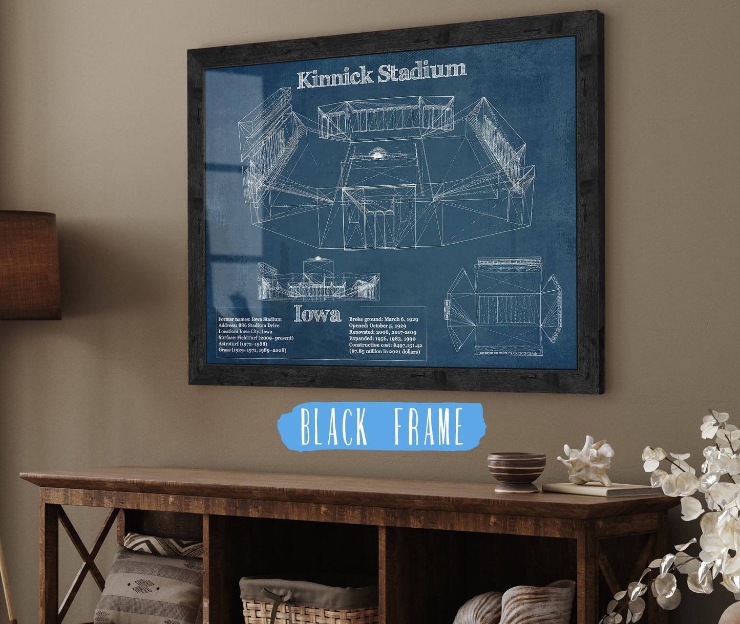 Iowa Hawkeyes football Kinnick Stadium Blueprint Art Print