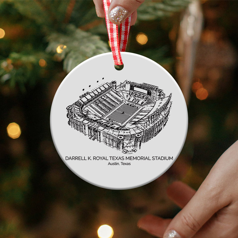 Darrell K Royal–Texas Memorial Stadium - Texas Longhorns football,College Football Ceramic Christmas Ornament
