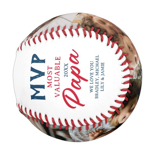 MVP Most Valuable Papa Two Photo Custom Baseball