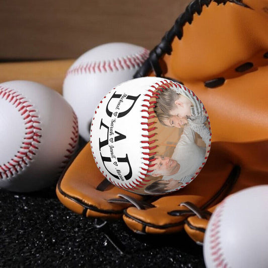 Customized Baseball Add Names and Photo Gift for Dad