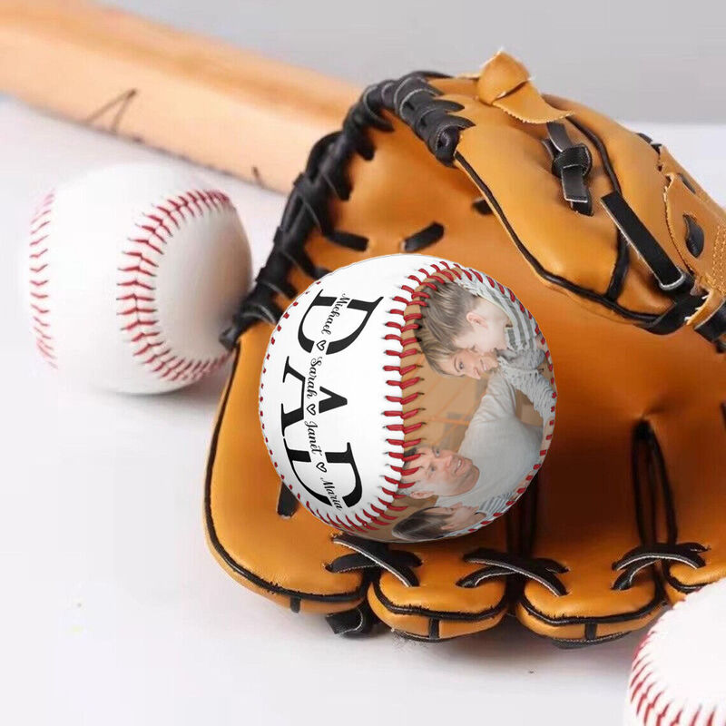 Customized Baseball Add Names and Photo Gift for Dad