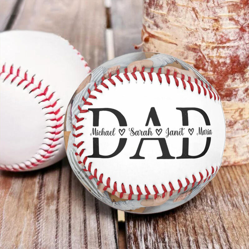 Customized Baseball Add Names and Photo Gift for Dad