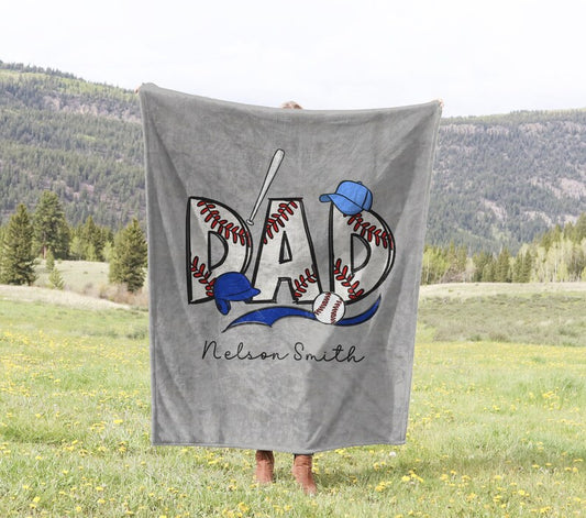 Customized Baseball Blanket For Dad, Gift for Dad, Personalized Blanket Dad