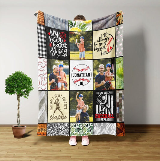 Baseball Blanket, Custom Blanket With Picture, Throw Blanket, Gifts For Boys