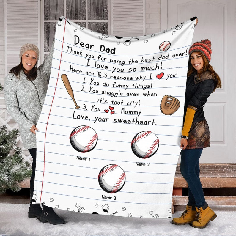 Baseball Father's Day Blanket, Gift For Father From Daughter