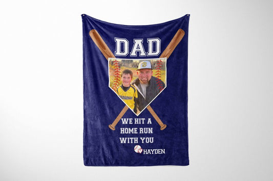 Personalized Baseball Fathers Day Git - Baseball Gift for Dad - Personalized Photo Blanket