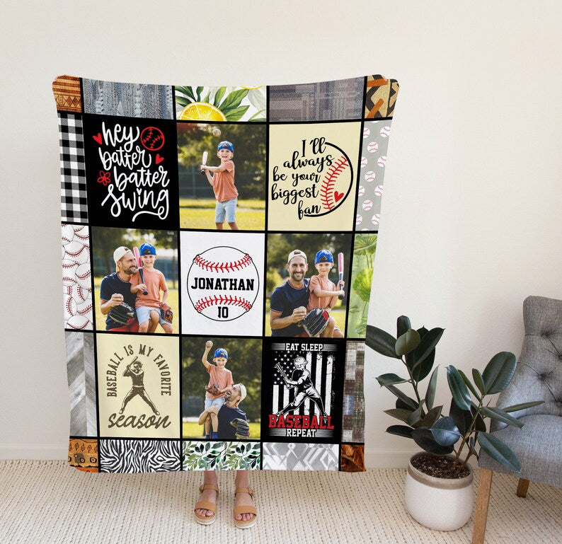 Baseball Blanket, Custom Blanket With Picture, Throw Blanket, Gifts For Boys