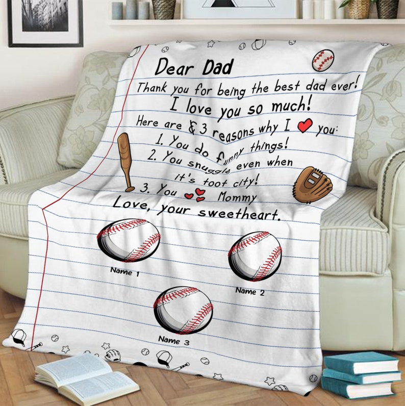 Baseball Father's Day Blanket, Gift For Father From Daughter