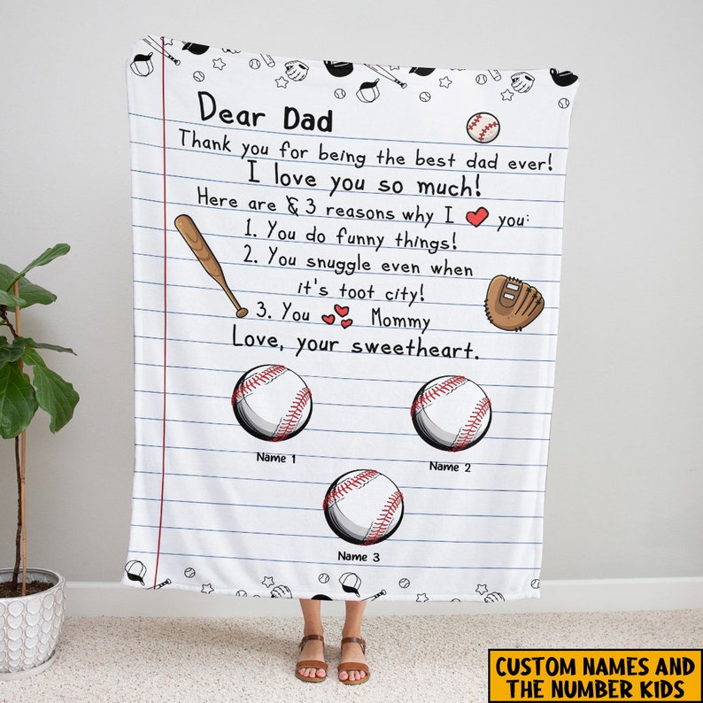 Baseball Father's Day Blanket, Gift For Father From Daughter