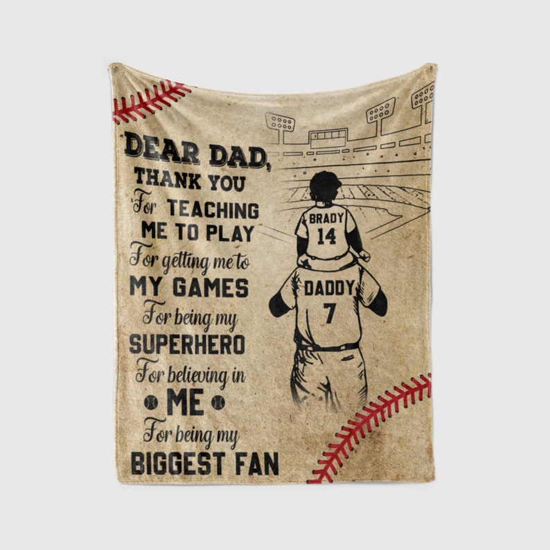 Baseball Blanket, Baseball Dad And Child Thank You Custom Blanket, Personalized Gifts For Dad