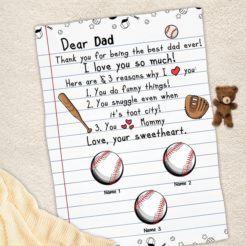 Baseball Father's Day Blanket, Gift For Father From Daughter