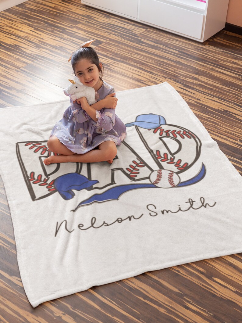 Customized Baseball Blanket For Dad, Gift for Dad, Personalized Blanket Dad