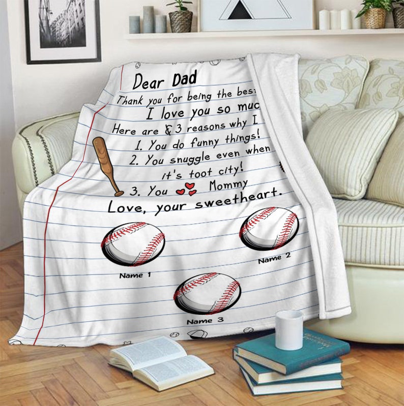 Baseball Father's Day Blanket, Gift For Father From Daughter