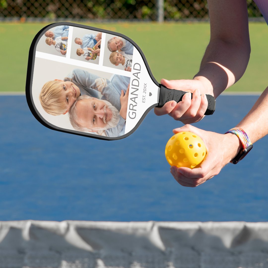 4 Photos Custom Pickleball Racquet - For Grandad, Dad Gifts!