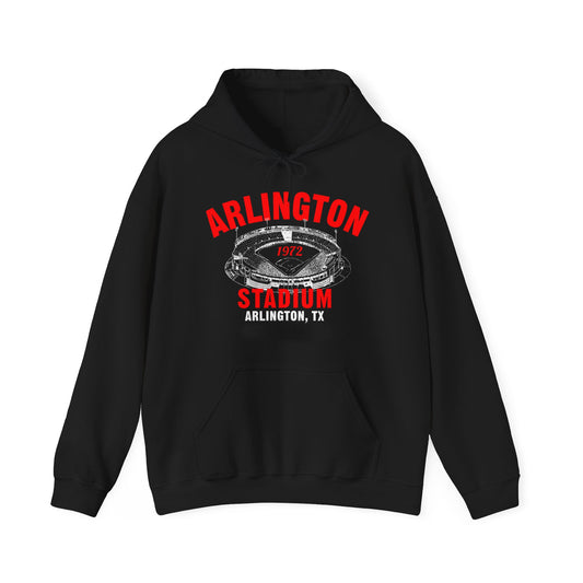 Arlington Stadium 1972 Baseball Unisex Hooded Sweatshirt - Past Home of Your Texas Rangers