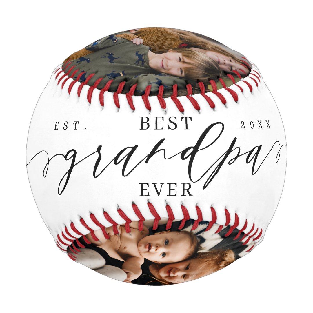 🔥Hot Sale🔥Best Grandpa Ever Script Fathers Day Photo Collage Baseball