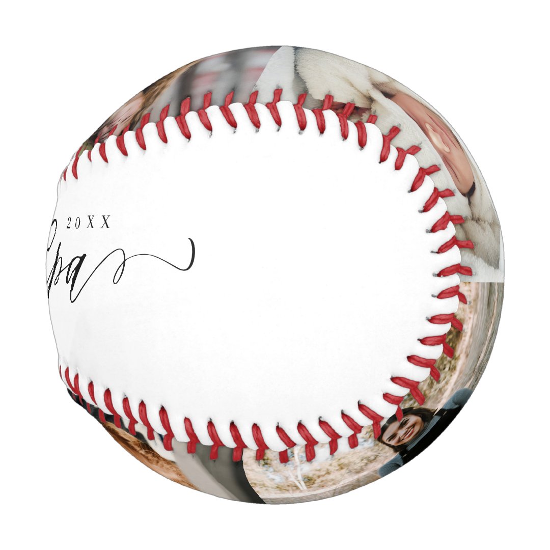 🔥Hot Sale🔥Best Grandpa Ever Script Fathers Day Photo Collage Baseball