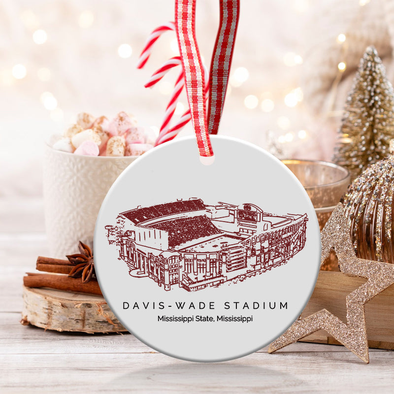 Davis Wade Stadium - Mississippi State Bulldogs football,College Football Ceramic Christmas Ornament