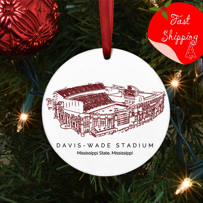 Davis Wade Stadium - Mississippi State Bulldogs football,College Football Ceramic Christmas Ornament