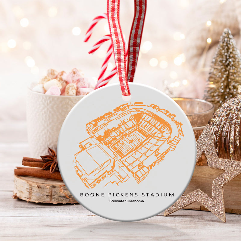 Boone Pickens Stadium - Oklahoma State Cowboys football,College Football Ceramic Christmas Ornament