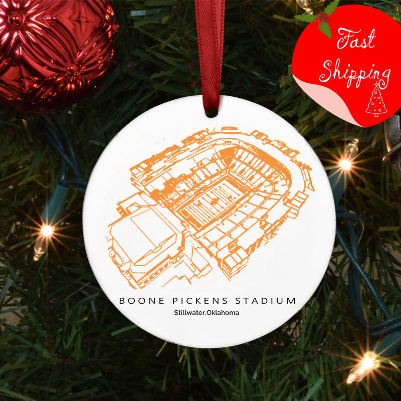 Boone Pickens Stadium - Oklahoma State Cowboys football,College Football Ceramic Christmas Ornament