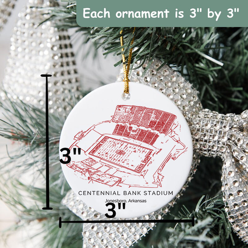 Centennial Bank Stadium - Arkansas State Red Wolves football,College Football Ceramic Christmas Ornament