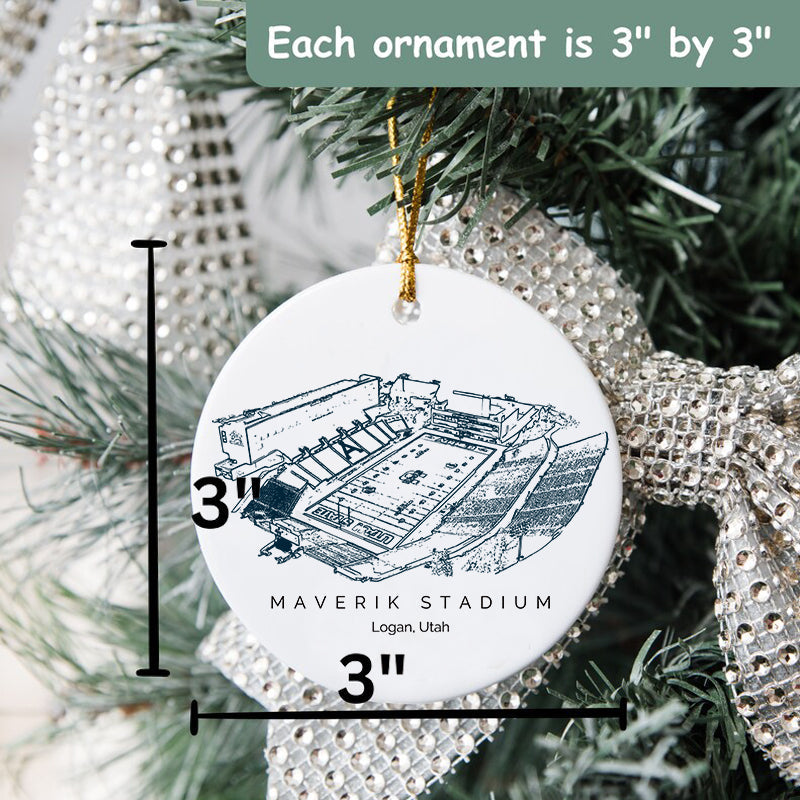 Maverik Stadium - Utah State Aggies football,College Football Ceramic Christmas Ornament