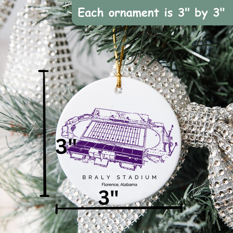 Braly Stadium - North Alabama Lions football,College Football Ceramic Christmas Ornament