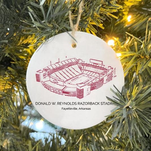 Donald W. Reynolds Razorback Stadium - Arkansas Razorbacks football,College Football Ceramic Christmas Ornament