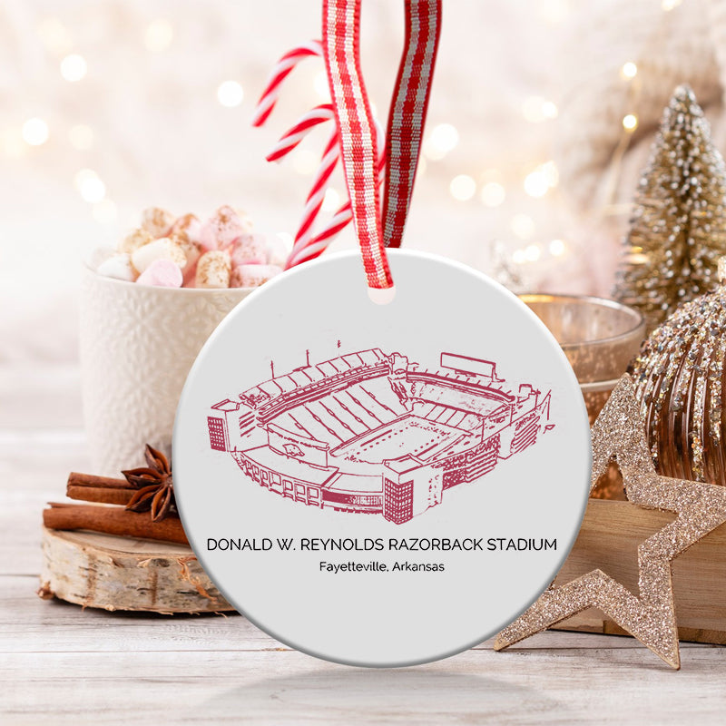Donald W. Reynolds Razorback Stadium - Arkansas Razorbacks football,College Football Ceramic Christmas Ornament