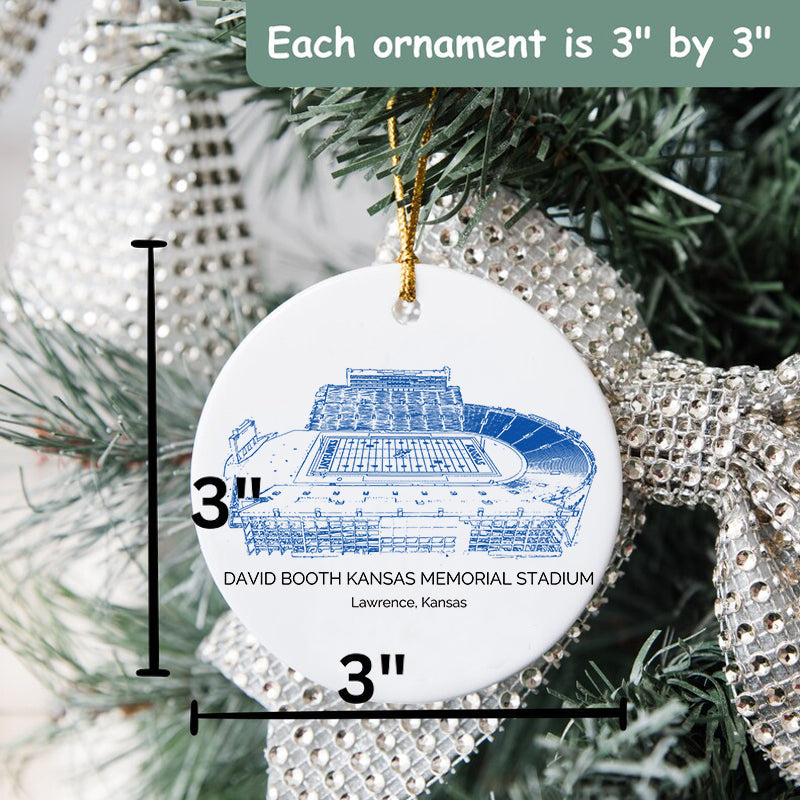 David Booth Kansas Memorial Stadium - Kansas Jayhawks football,College Football Ceramic Christmas Ornament