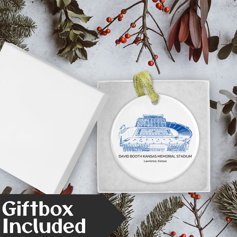 David Booth Kansas Memorial Stadium - Kansas Jayhawks football,College Football Ceramic Christmas Ornament