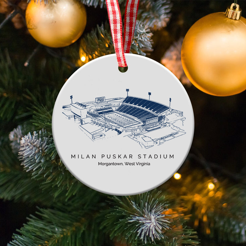 Milan Puskar Stadium - West Virginia Mountaineers football,College Football Ceramic Christmas Ornament