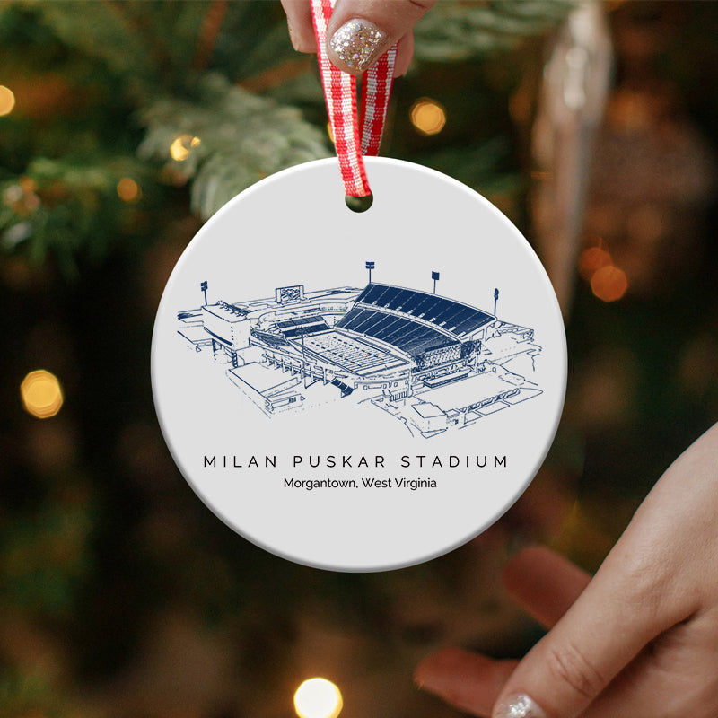 Milan Puskar Stadium - West Virginia Mountaineers football,College Football Ceramic Christmas Ornament