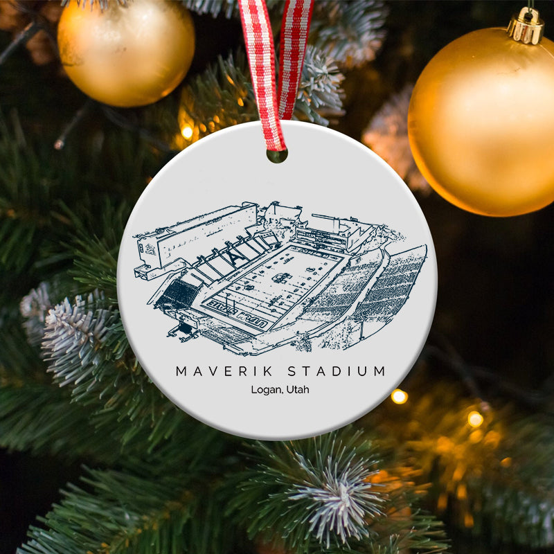 Maverik Stadium - Utah State Aggies football,College Football Ceramic Christmas Ornament