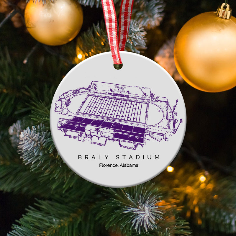 Braly Stadium - North Alabama Lions football,College Football Ceramic Christmas Ornament