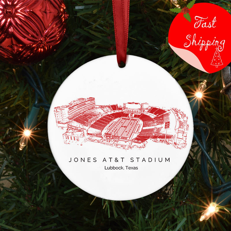 Jones AT&T Stadium - Texas Tech Red Raiders football,College Football Ceramic Christmas Ornament
