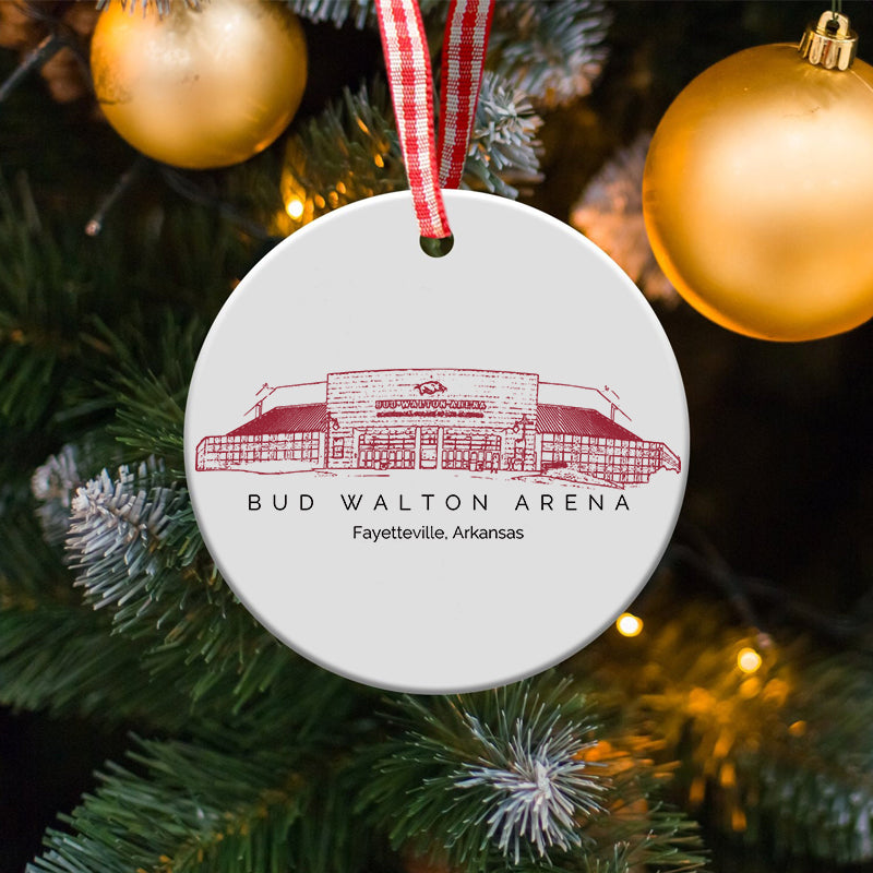 Bud Walton Arena - Arkansas Razorbacks football,College Football Ceramic Christmas Ornament