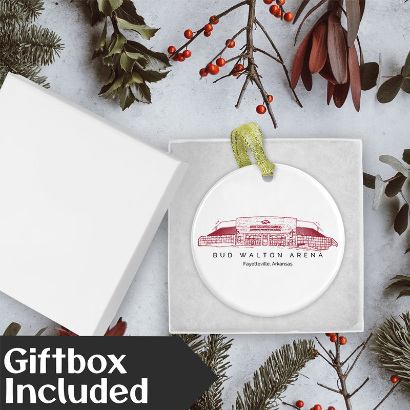 Bud Walton Arena - Arkansas Razorbacks football,College Football Ceramic Christmas Ornament