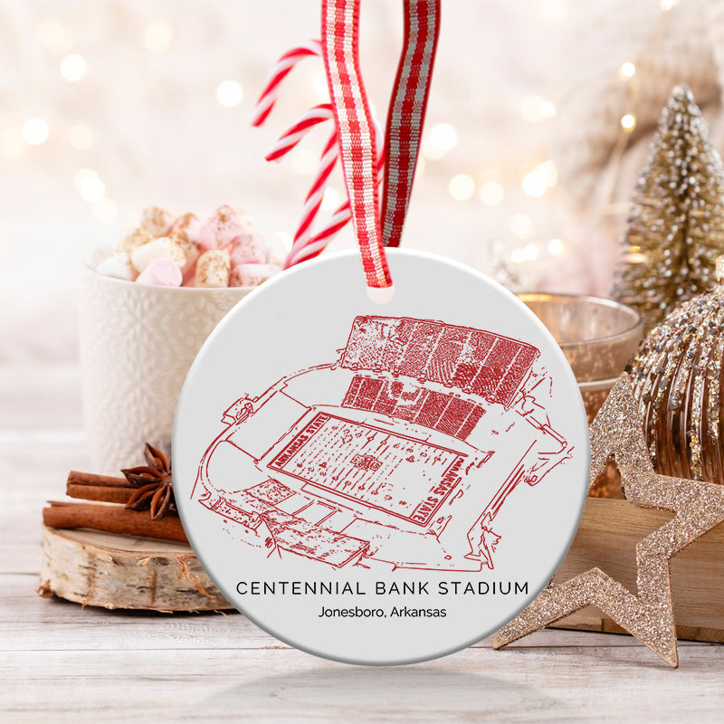 Centennial Bank Stadium - Arkansas State Red Wolves football,College Football Ceramic Christmas Ornament