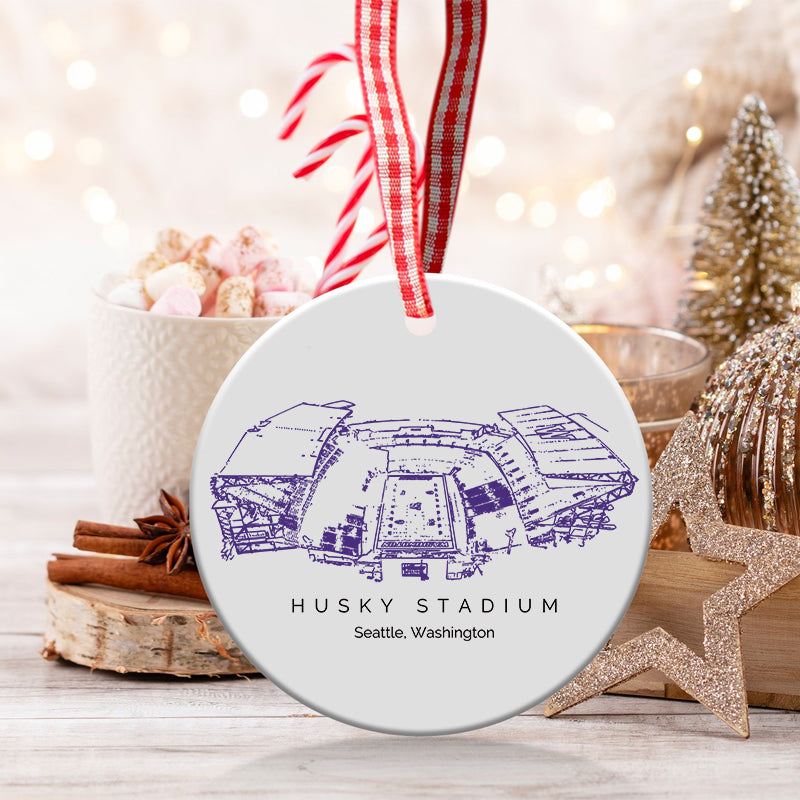 Husky Stadium - Washington Huskies football,College Football Ceramic Christmas Ornament