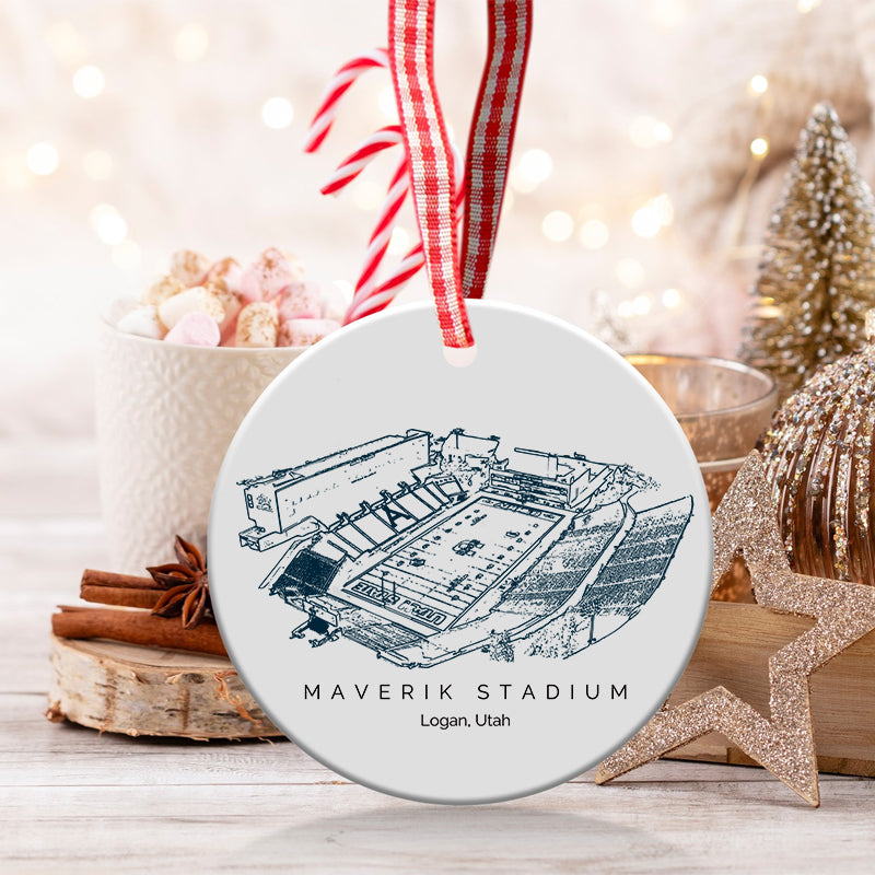 Maverik Stadium - Utah State Aggies football,College Football Ceramic Christmas Ornament