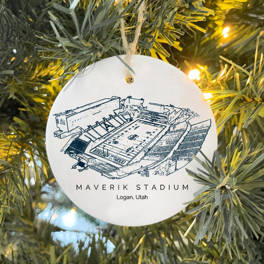 Maverik Stadium - Utah State Aggies football,College Football Ceramic Christmas Ornament