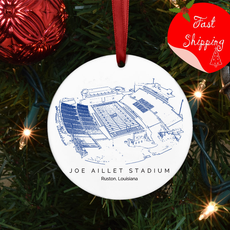 Joe Aillet Stadium - Louisiana Tech Bulldogs football,College Football Ceramic Christmas Ornament