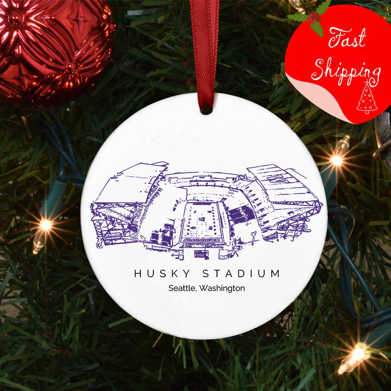 Husky Stadium - Washington Huskies football,College Football Ceramic Christmas Ornament