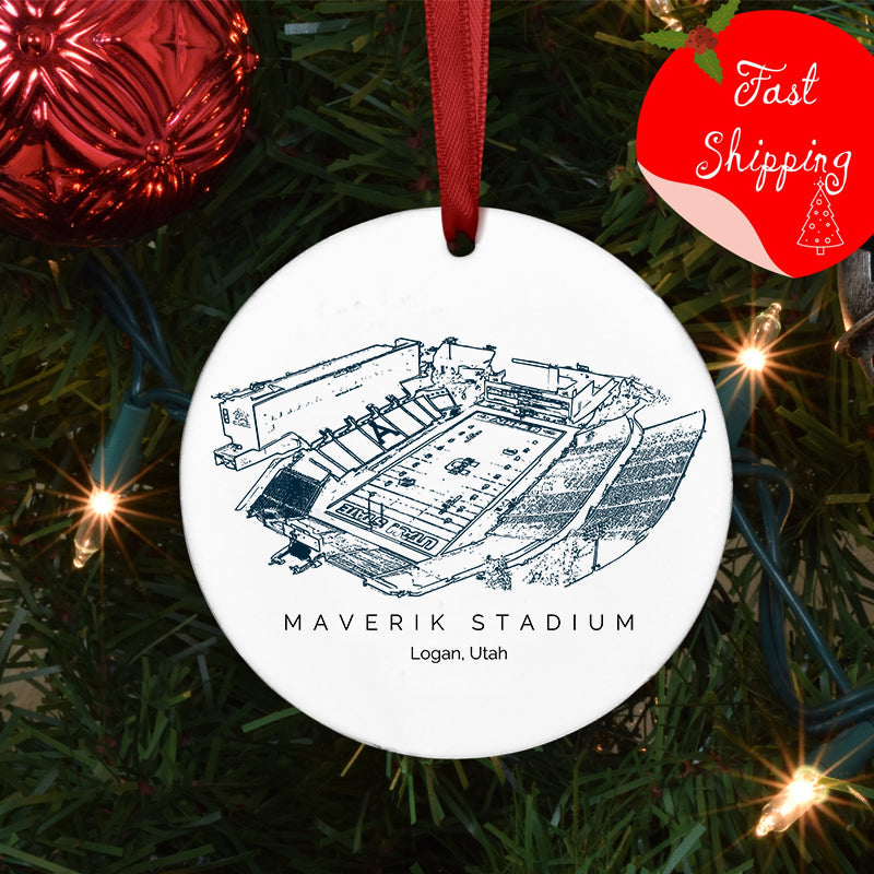 Maverik Stadium - Utah State Aggies football,College Football Ceramic Christmas Ornament