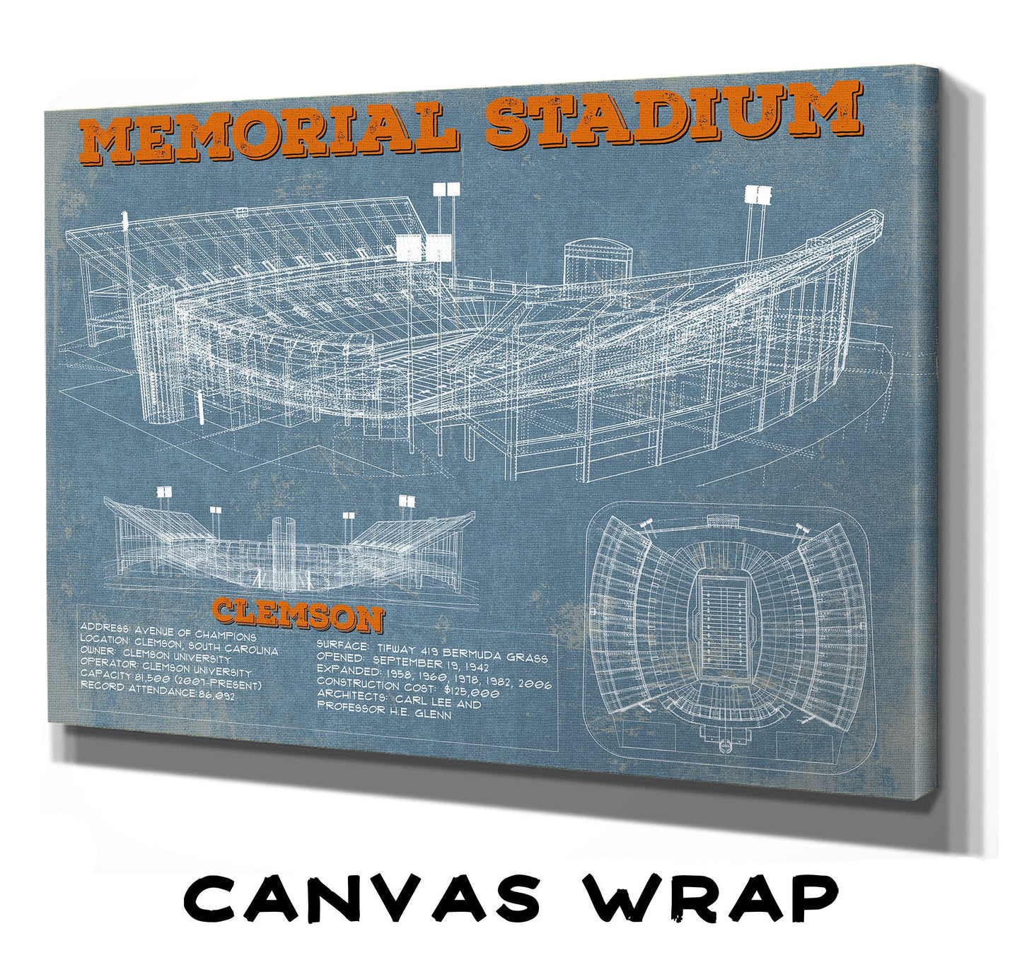 Vintage Clemson Tigers - Memorial Stadium Football Print