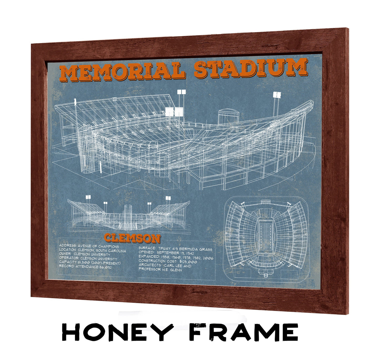Vintage Clemson Tigers - Memorial Stadium Football Print